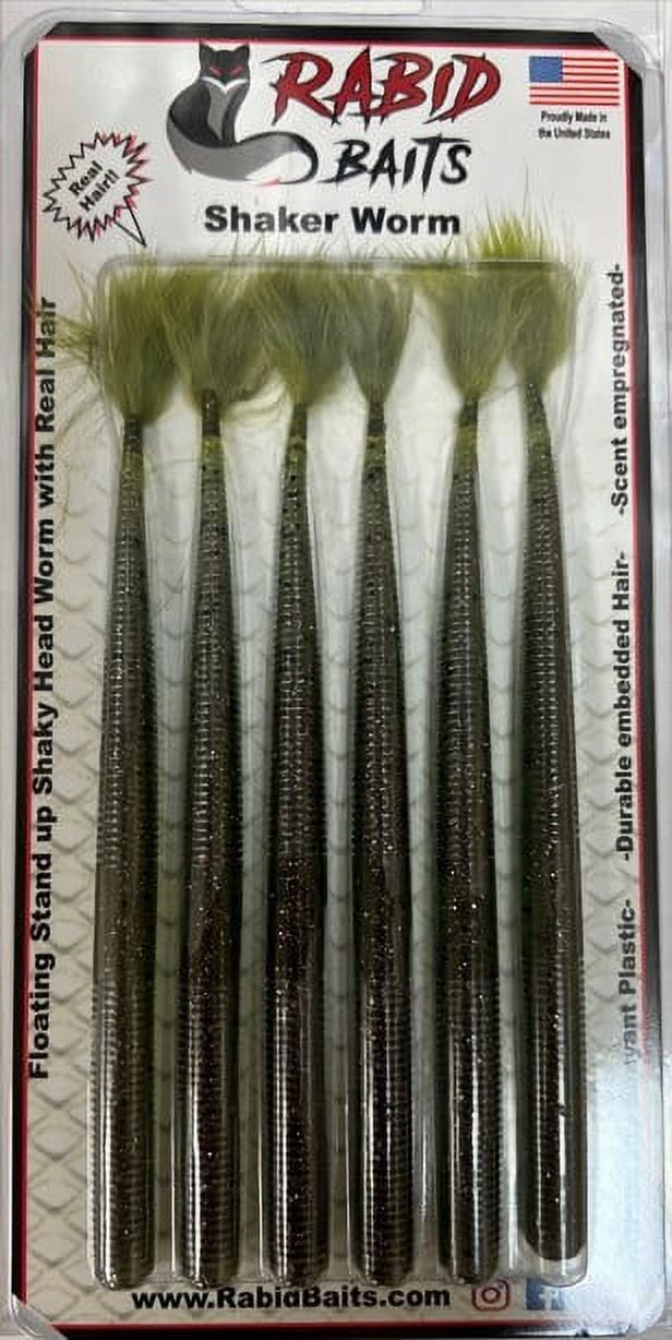 Rabid Baits Shaker Straight Tail Worm Plastic Finesse Worm Erie 6in 6pk