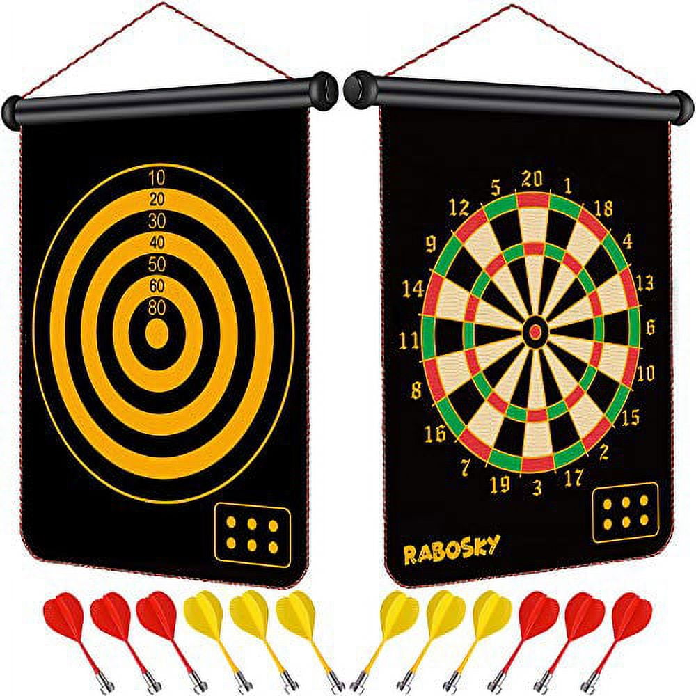 Double-Sided Magnetic Dart Board Game with 12 Darts