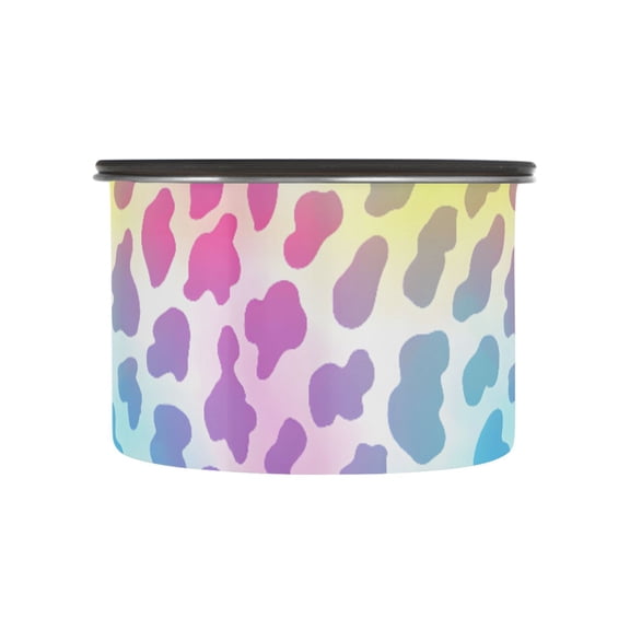 Rabow Cheetah Leapard Prints Airtight Coffee Bean Canister 17oz Food Storage Containers with Lids For Gournd, Tea, Sugar, Flour, Rice, Cereal, Candy Cookie Jar