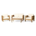 thumbnail image 1 of Rabun Outdoor Acacia Wood 4 Seater Chat Set with Cushions, Teak and Cream, 1 of 15