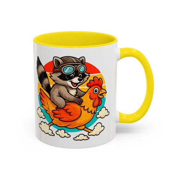 RacC1oon Riding Chicken Mug Farm Animal CoffeeTea Cup Quirky Countrife Gift Cute Woodland Creature Art Hilarious Barnyard Humor