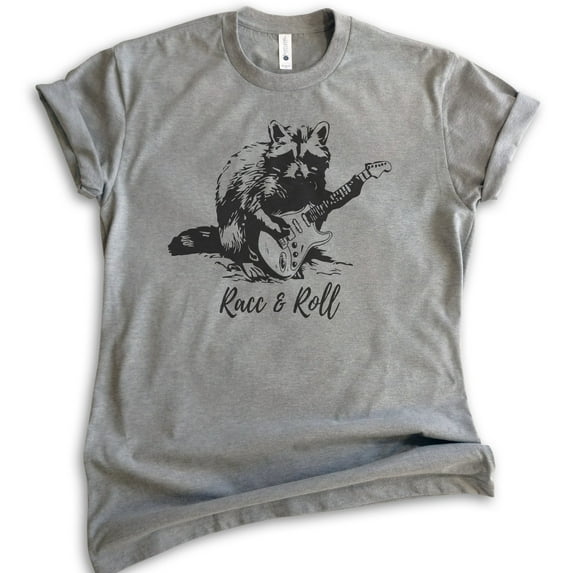 Racc & Roll Shirt, Unisex Women's Men's Shirt, Raccoon Shirt, Funny Raccoon Graphic Clever Raccoon T-shirt, Dark Heather Gray, Small