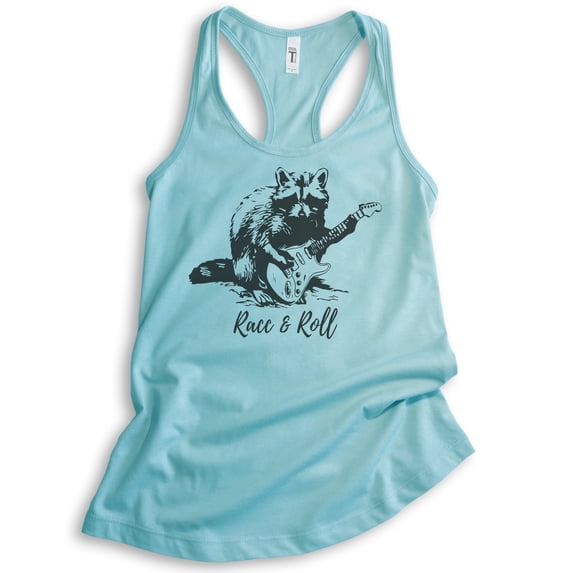 Racc & Roll Tank Top, Ladies Racerback Tank Top, Raccoon Tank, Funny Raccoon Graphic Tee, Clever Raccoon, Cancun, Medium