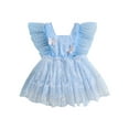 thumbnail image 1 of Raccmtaty Baby Girls Dress Butterfly Embellished Swiss Dot Lace Fly Sleeve Casual Dress Summer Princess Dress, 1 of 8