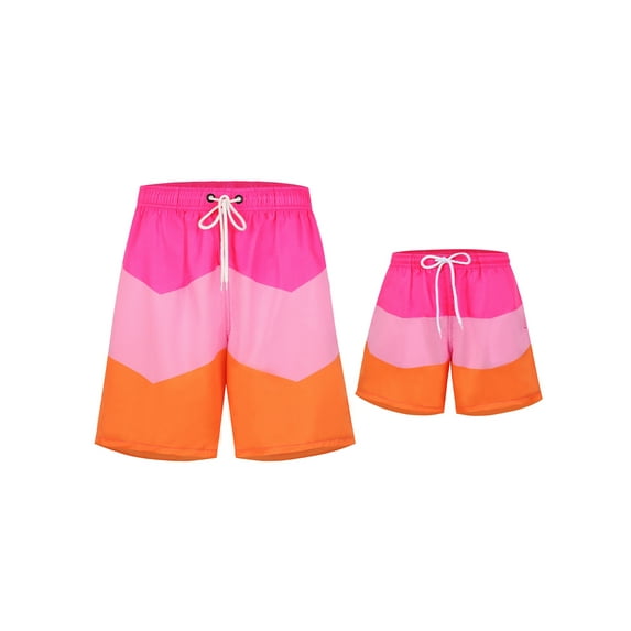 Raccmtaty Family Matching Swimwear Fashion Print Swimsuit Set Father and Son Swim Trunks Bathing Suits Beachwear