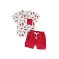 thumbnail image 1 of Raccmtaty Toddler Boy 4th of July Outfit Popsicle Print Pocket Short Sleeve T-Shirt with Solid Color Shorts for Independence Day, 1 of 9