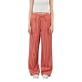 thumbnail image 1 of Raccmtaty Women Baggy Pants Drawstring Waist Wide Leg Striped Pants Multiple Pockets Trousers, 1 of 7