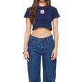 thumbnail image 1 of Raccmtaty Women Crop Basic T-Shirts Summer Patchwork Short Sleeve Tops Pullovers for Streetwear Aesthetic Grunge Clothes, 1 of 9