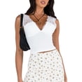 thumbnail image 1 of Raccmtaty Women Lace Tank Top, Sleeveless Tops V-neck Backless Patchwork Slim Summer Clubwear, 1 of 9