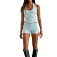 thumbnail image 1 of Raccmtaty Women Striped Shorts Set Halter Neck Sleeveless Slim Fit Crop Tank Tops Shorts 2-Piece Outfits, 1 of 6