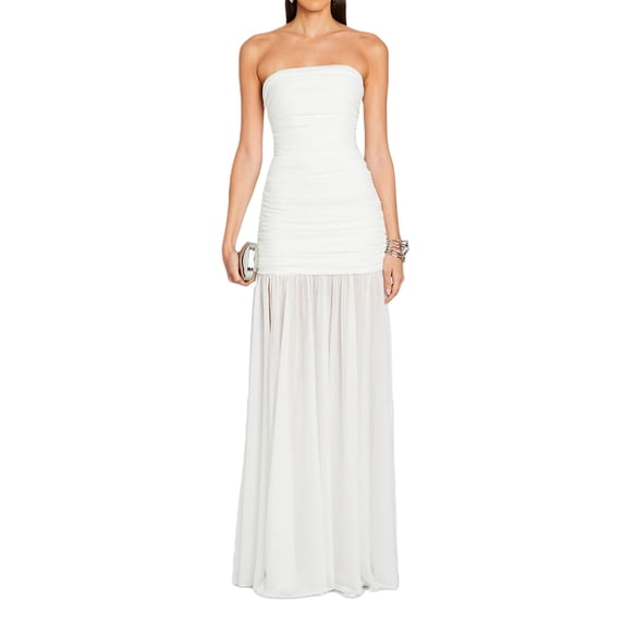 Raccmtaty Women Summer Long Evening Dress Sleeveless Off Shoulder Side Split Mesh Patchwork Tube Top Dress