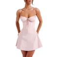 thumbnail image 1 of Raccmtaty Women Summer Mini Cami Dress Solid Color Sleeveless Tie Up Above Knee Party Dress, 1 of 7