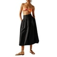 thumbnail image 1 of Raccmtaty Women's Ankle Length Skirt Casual Loose Fitting Elastic Waist Solid Color Puffball Skirt for Summer Spring, 1 of 7