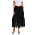 thumbnail image 1 of Raccmtaty Women's Long Skirts Hollow-Out Elastic Waist Skirts Spring Summer Casual Beach Holiday A-line Skirts, 1 of 8