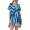 thumbnail image 1 of Raccmtaty Women's Summer Babydoll Dress Bohemian Floral Print Short Sleeve V-Neck Flowy Dress with Pockets, 1 of 7