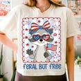 thumbnail image 1 of Raccoon 4th of July Shirt, Funny Feral But Free USA T-Shirt, American Flag Merica Tee, Patriotic Independence Day Graphic Shirt, 1 of 5