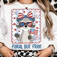 thumbnail image 1 of Raccoon 4th of July Sweatshirt, Funny USA Shirt, Feral But Free American Flag Pullover, Merica Patriotic Holiday Sweater, 1 of 5