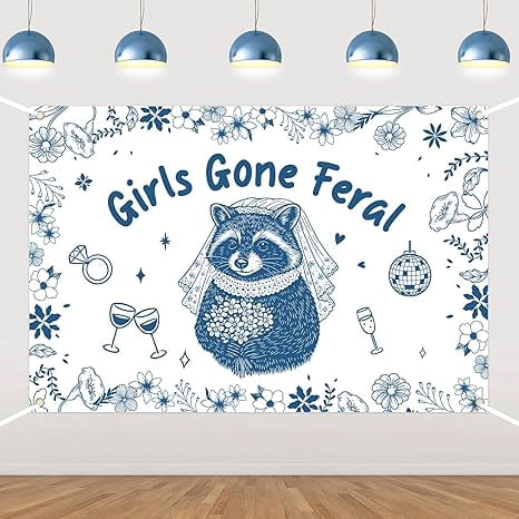 Raccoon Backdrop, Blue Raccoon Theme Girls Gone Feral Backdrop Banner ...