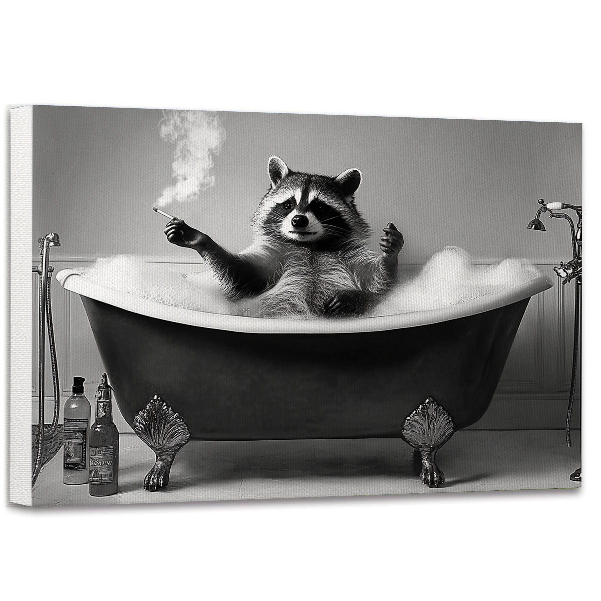 Raccoon in Bathtub Wall Art Print Poster, Bathroom Decor Posters Prints ...