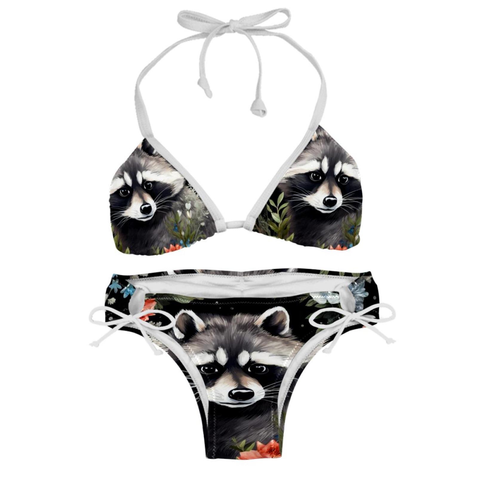 Raccoon Bikini Set Swim Suit Detachable Sponge Adjustable Strap Two ...