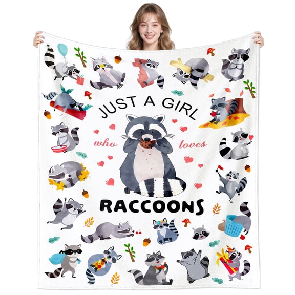Raccoon Blanket Gifts for Women Adults Raccoons Lover Soft Warm Animal Plush Stuff Throw Blanket for Couch Sofa Bed Home Decor 50"x40"