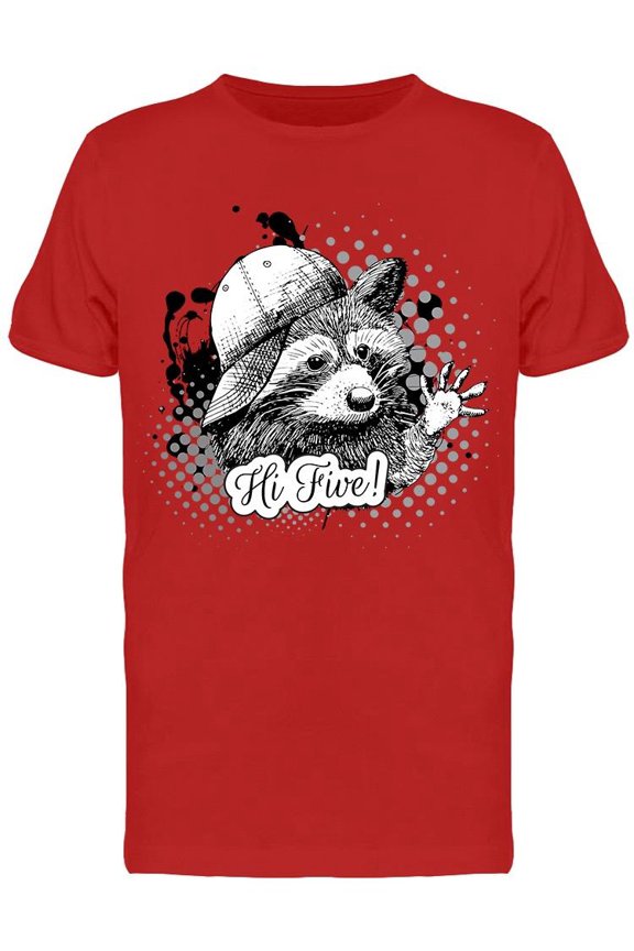 Raccoon Cap Hi Five T-Shirt Men -Image by Shutterstock, Male XX-Large