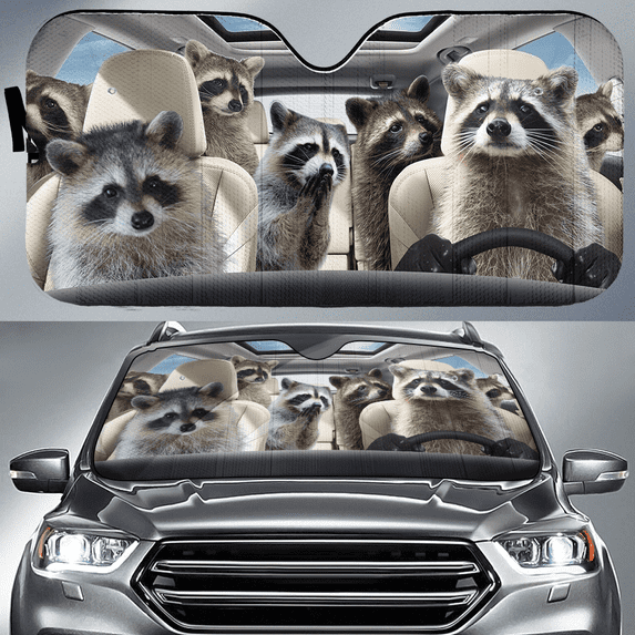 Raccoon Car All Over Printed 3D Sun Shade Cute Sunshade For Cars, Car Windshield