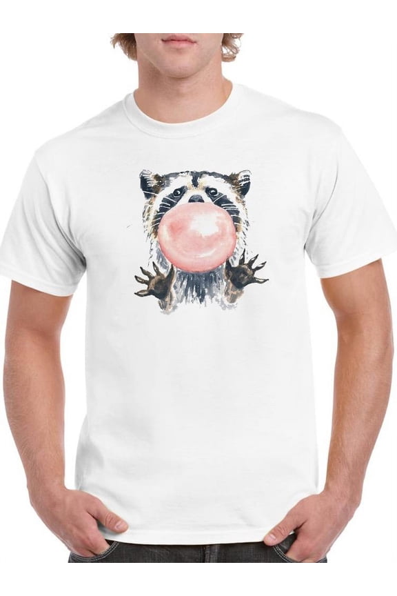 Raccoon Chewing Gum T-Shirt Men -SPIdeals Designs, Male 5X-Large