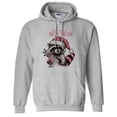 thumbnail image 1 of Raccoon Christmas Hot Mess Hoodie Sweatshirt Unisex Medium Grey, 1 of 5