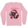 thumbnail image 1 of Raccoon Christmas Hot Mess Long Sleeve Shirt Unisex 4X-Large Pink, 1 of 5