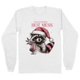 thumbnail image 1 of Raccoon Christmas Hot Mess Long Sleeve Shirt Unisex Large White, 1 of 5