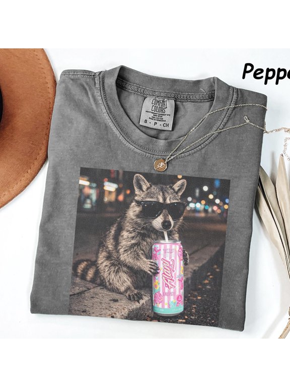 Raccoon Cotton Candy Drink Graphic Tee Fun Animal Lover Shirt Vintage Raccoons Shirt Funny Genz Dank Raccoons Shirt