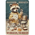 thumbnail image 1 of Raccoon Decor, Funny Kitchen Tin Sign, Raccoon We Knead Em You Need Em Biscuits Signs, Raccoon Gifts for Raccoon Lovers, Cookie Tin for Kitchen Restaurant Bakery 12x16 Inches, 1 of 6