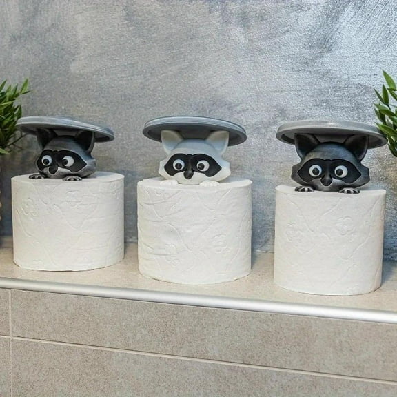 Raccoon Design Toilet Paper Holder, 1 Count Cute 3D Printed Toilet Paper Holder, Bathroom Decor for Home Hotel Salon Dormitory