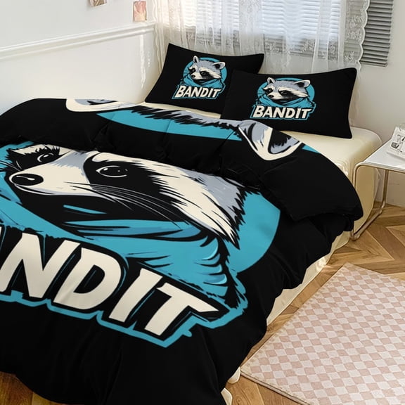 Raccoon Duvet Cover King&Queen Size Soft 3 Pieces Set 1 Duvet Cover and 2 Pillow Shams with Zipper Closure 86"x70"