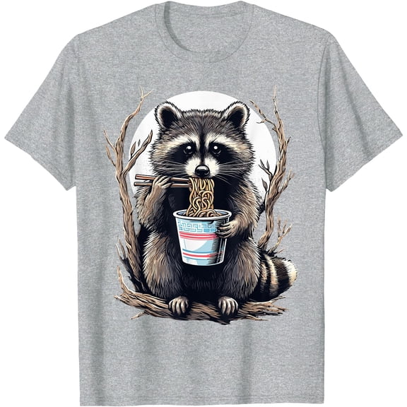 Raccoon Eating Instant Noodle Cup Funny Gifts Unisex T-Shirt for Men Women Kids Toddler