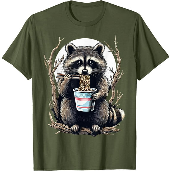 Raccoon Eating Instant Noodle Cup Funny Gifts Unisex T-Shirt for Men Women Kids Toddler