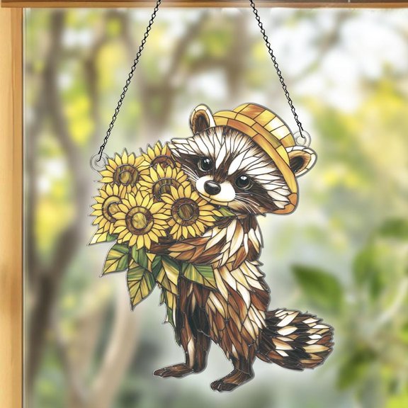 Raccoon Flat 2D Acrylic Suncatcher, Raccoon Ornaments, Raccoon Decor, Raccoon Gifts For Women Men, Raccoon Sun Catcher For Window Hanging
