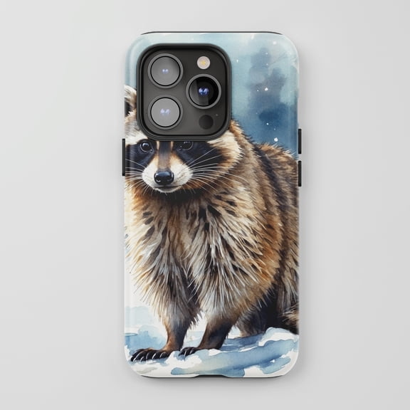 Raccoon For All iPhone Series Tough Phone Case Watercolor