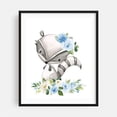 thumbnail image 1 of Raccoon, Forest Animals, Woodland Animals, Boho, Blue Flowers, Boy Nursery - Illustration Animal Watercolor Floral Woodland Whimsical Botanical Black Framed Wall Art Print 18 x 24 inches, 1 of 4