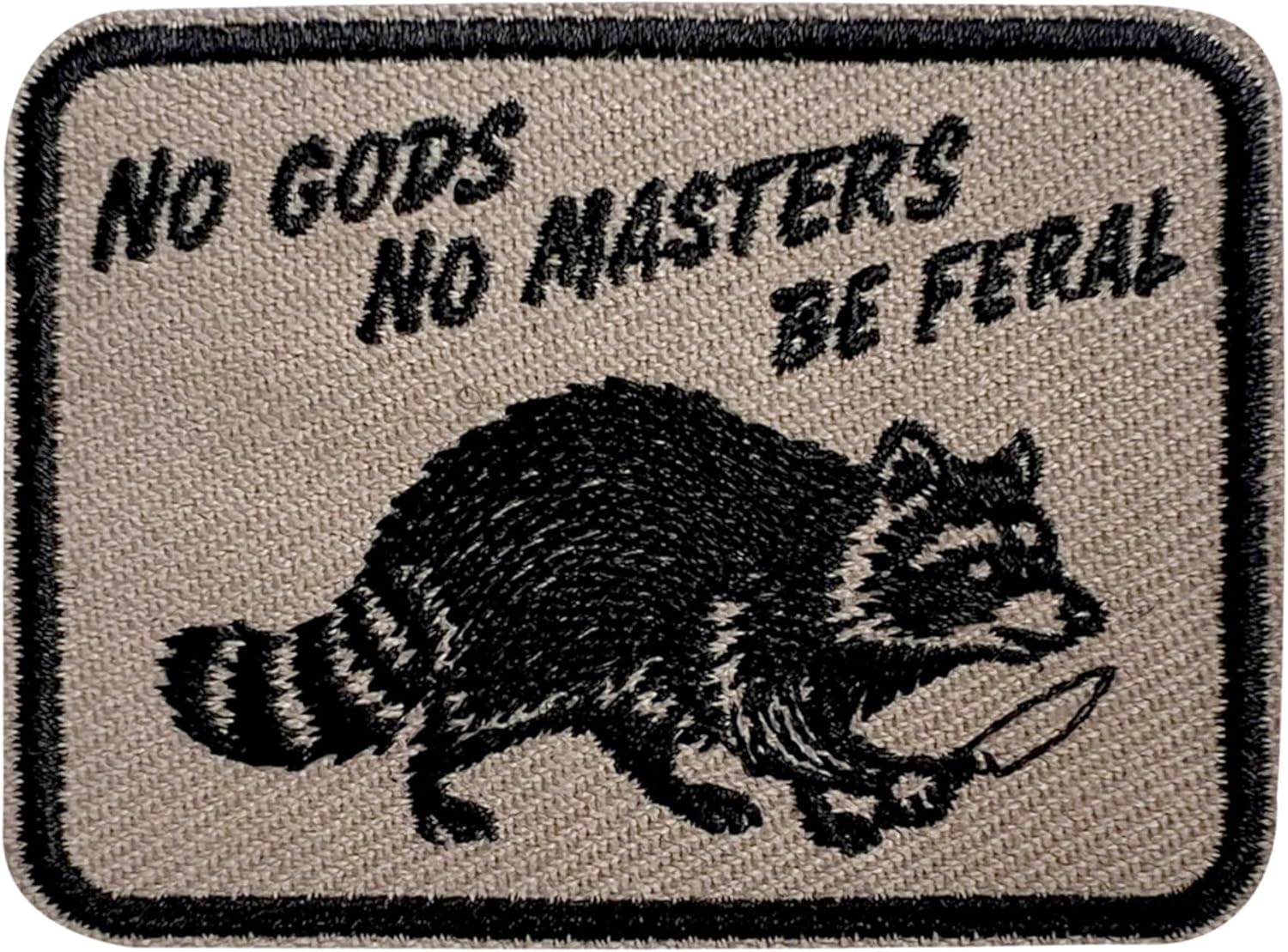 Raccoon No Gods No Masters Be Feral Hook and Loop Patch, 3 Inches Sew On Patches, Embroidery Patches for Backpacks Bags Vest Dog Harness, Tactical Military Embroidered Patches, Funny DIY Patch