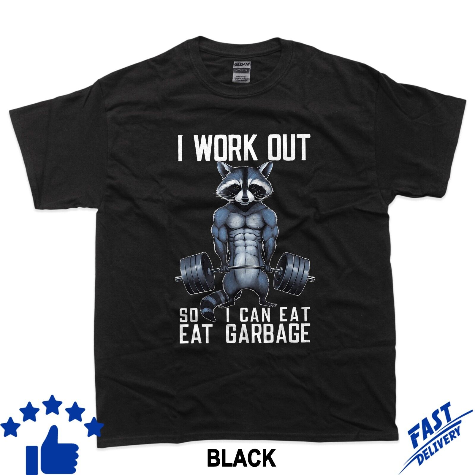 Raccoon Gym Weight Training I Work Out So I Can Eat Garbage TShirt