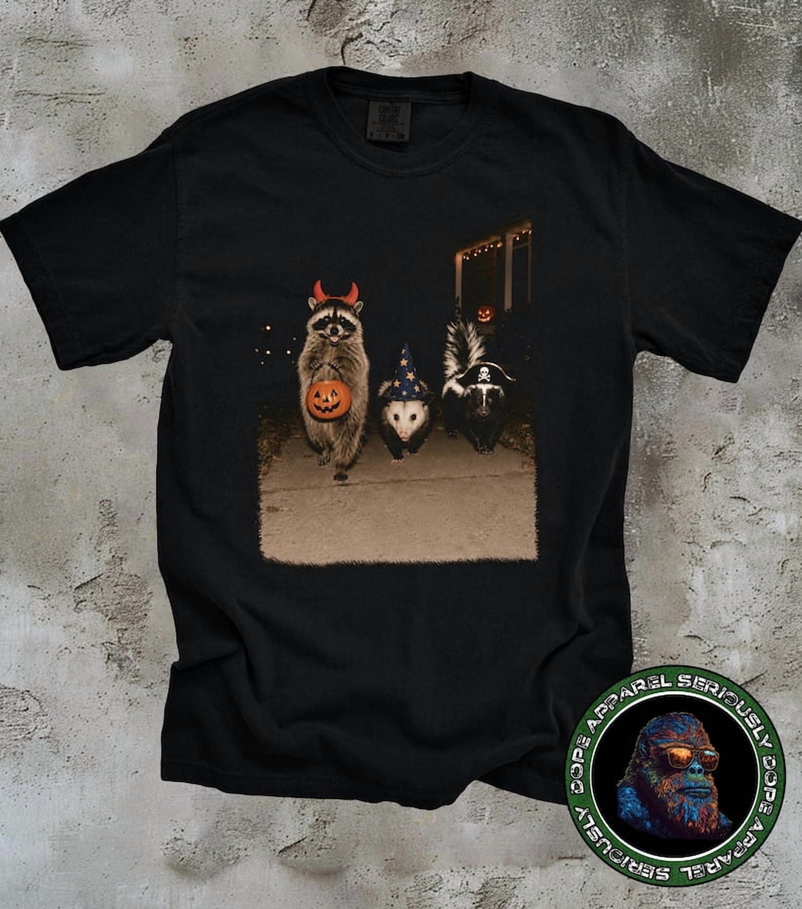 Raccoon Halloween Shirt, Funny Trick or Treat Opossum and Skunk ...