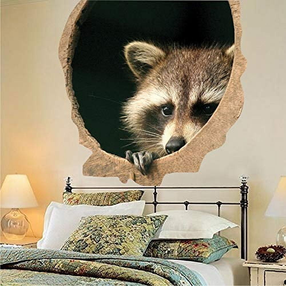 Raccoon Home Decor - Raccoon Wall Decal Wild Animal Wall Decal Mural Sticker Removable Tree Raccoons Bedroom Peel and Stick Apartment Wall Decal, a39