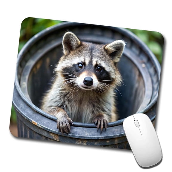 Raccoon In Barrel Trash Panda Mouse Pad Low Profile Gaming Mat