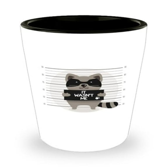 Raccoon 'It Wasn't Me' Shot Glass, Cute Wildlife-Themed Mini Glassware, Unique 1.5oz Gift Cup, Perfect for Animal Lovers, White