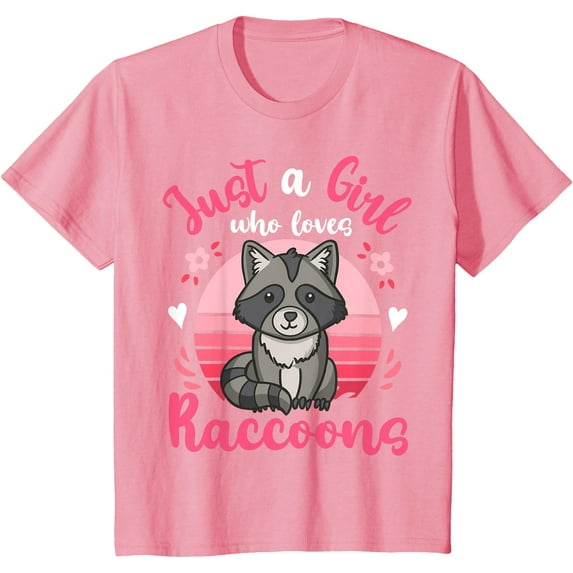 Raccoon Just a Girl Who Loves Raccoons Unisex T-Shirt for Men Women Kids Toddler,Light Pink Color,Size XL