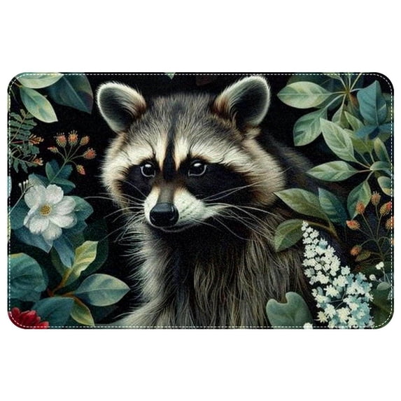 Raccoon Kitchen Rugs Indoor Rug Door Mats - Polyester, Non-Slip, Machine Washable