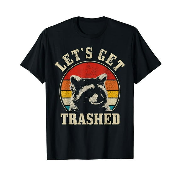 Raccoon Let's Get Trashed Vintage Retro Racoon Funny T-Shirt
