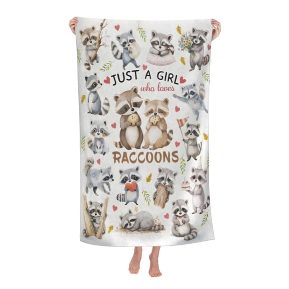 Raccoon Lovers Gifts Bath Towel Soft and Highly Absorbent for Adults